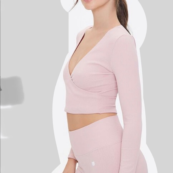 Active Ribbed Surplice Top - Picture 2 of 5